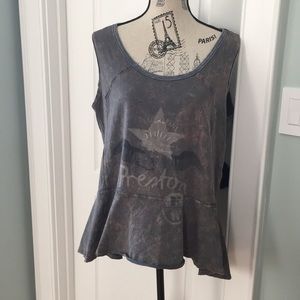 We The Free Acid Wash Peplum Top